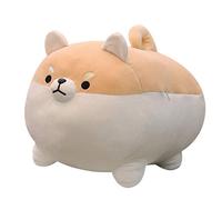 Shiba Inu Dog Plush Pillow, Corgi Stuffed Animal Plush Toy Hug Pillow Gifts for Girl Boy (Brown, 15.7in)