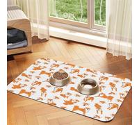 Shiba Inu Dog Posesdog Dog Type,Waterproof Pet Feeding Mat,PU Leather Placemats for Cat Dog Water Bowl,Food Mats,40x60cm
