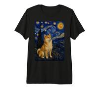 Shiba Inu Dog Van Gogh Noche Estrellada Camiseta Premium