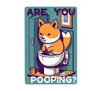 Shiba Inu En El Baño ¿Estás Haciendo Caca? Metal Cartel Decoración Carteles De Pared De Metal Vintage Pared Muestra Placa para Cerveza Pub Jardín