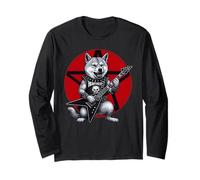 Shiba Inu Heavy Metal Guitarra Rock Dog Lover Manga Larga