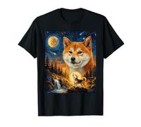 Shiba Inu Howling To The Moon - Aceite Vintage para Perros. Camiseta