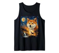 Shiba Inu Howling To The Moon - Aceite Vintage para Perros. Camiseta sin Mangas
