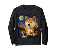 Shiba Inu Howling To The Moon - Aceite Vintage para Perros. Manga Larga