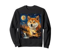Shiba Inu Howling To The Moon - Aceite Vintage para Perros. Sudadera