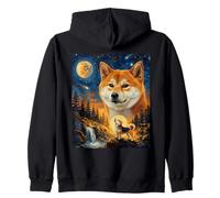 Shiba Inu Howling To The Moon - Aceite Vintage para Perros. Sudadera con Capucha