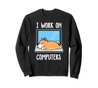 Shiba Inu I Work On Computer Dog Sleep Puppy Lovers Sudadera