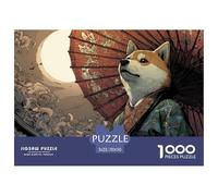 Shiba Inu Ilustración Puzzle de 1000 Piezas Papel para Adultos Estilo Japonés Puzzle para Toda la Familia Relajación Decoración Regalo 70x50cm/1000pcs