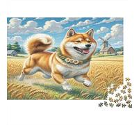 Shiba Inu Jigsaw Puzzles for Adults Shiba Inu in Wheat Educational Games for The Whole Family Women 38x26cm/1000pcs
