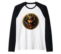 Shiba Inu Lindo Cachorro como Samurai en Armadura Camiseta Manga Raglan