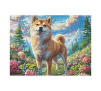Shiba Inu Lindo de Campo Puzzles 500 Piezas Obra De Arte Colorido Rompecabezas para Adultos Decoración Hogar Moderno DIY Creativo Desafío 500 PCS