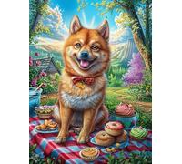 Shiba Inu lors d'un Pique-nique Puzzle 300 Piezas Cartón Blanco Premium para Expertos Mitos Cuento de Hadas Tiempo Ocio En Casa Relajación Mental para Enmarcar 300 PCS