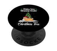 Shiba Inu My Dog Sleeping Under Christmas Tree Puppy Xmas PopSockets PopGrip Adhesivo