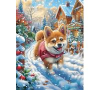 Shiba Inu nevado Rompecabezas 1000 Piezas Cartón para Principiantes Animales de Paisaje Natural Juego Familiar Ejercita La Mente Garantía Reposición Piezas 1000 PCS