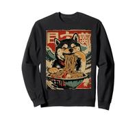 Shiba Inu Perro Comiendo Fideos Ramen Estilo japonés Ukiyo-e Sudadera
