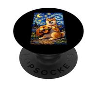 Shiba Inu Playing Guitar Whimsical Art Dog Music Camping PopSockets PopGrip Adhesivo