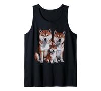 Shiba Inu Puppy Family Sketch Dibujo Arte. Camiseta sin Mangas