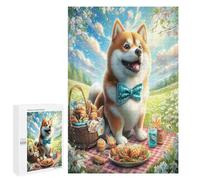 Shiba Inú Puzzle 1000 Piezas Creativo Circular Cute Perro Pet Rompecabezas Familiar para Adultos Y Niños A 12 Años 3D Maquetas Construir Aliviar Estrés 1000 PCS