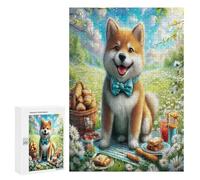 Shiba Inú Puzzle 300 Piezas Portátil 3D Familiar Cute Perro Pet Estera Rompecabezas para Adultos Y Niñas A 14 Años DIY Creativo Aliviar Estrés Decoración Hogar 300 PCS