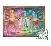 Shiba Inu Puzzle de 1000 Piezas Escena Biblioteca Fantástica Juego de Puzzle 1000 Piezas Papel Adultos Relajación Hogar Familia Regalo 70x50cm/1000pcs