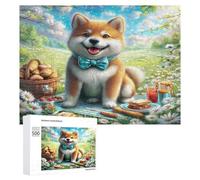 Shiba Inú Puzzles 500 Piezas Circular 3D Familiar Cute Perro Pet Rompecabezas para Familia Aliviar Estrés DIY Moderno Creativo Decoración del Hogar 500 PCS