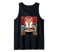 Shiba Inu Ramen 漢字 Olas Arte Japonesa Perro Anime Kawaii Camiseta sin Mangas