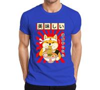 Shiba Inu Ramen Japón Kawaii Anime Perro Camiseta Hombre, azul, 3XL