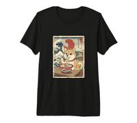 Shiba Inu Ramen Japonés Ukiyo-e Great Wave Dog Lover Art Camiseta Premium