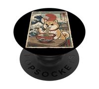 Shiba Inu Ramen Japonés Ukiyo-e Great Wave Dog Lover Art PopSockets PopGrip Adhesivo
