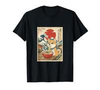 Shiba Inu Ramen Ukiyo-e Art - Perro japonés Comiendo Fideos Camiseta
