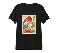 Shiba Inu Ramen Ukiyo-e Art - Perro japonés Comiendo Fideos Camiseta Premium