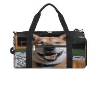 Shiba Inu Smile Tongue Out - Bolsa de gimnasio ligera, bolsa de viaje con compartimento para zapatos, bolsa de gimnasio para mujer para pasar la noche, fin de semana, yoga, gimnasio, viajes de