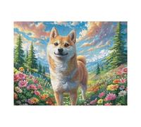 Shiba Inu tierno Campo Rompecabezas 500 Piezas Cartón para Niños Mayores 14 Años Animal Mascota Muñeca Tiempo Libre Actividad Antiestrés Más Vendido Detalle Único Original 500 PCS