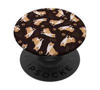 Shiba Things - Un patrón lleno de vibraciones pawsitivas en marrón PopSockets PopGrip Adhesivo