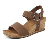 SHIBEVER Sandalias de tacón de cuña para mujer: cómodas y casuales con correa al tobillo y plataforma 2026, marrón (Brownness), 42 EU