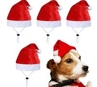 Shibida 4PCS Gorro Navidad Perro,Disfraz Navideño Perro,Gorro de Papá Noel para Perros y Gatos,Estanqueidad Ajustable Sombrero de Santa Mascota,Accesorios Disfraces de Navidad para Mascotas Perros