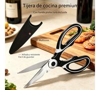Shibo Tijera de Cocina Multiusos Profesional Acero Inoxidable con Funda Protectora, Afilada Resistente cortar pollo verduras desfiletear pescado raspar escamas rompe nueces abrir tapones botella para