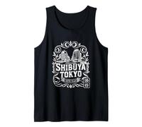 Shibuya Crossing Tokio Japón Retro Hanko Kanji Souvenir Camiseta sin Mangas