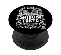 Shibuya Crossing Tokio Japón Retro Hanko Kanji Souvenir PopSockets PopGrip Adhesivo