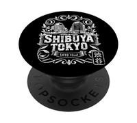 Shibuya Crossing Tokio Japón Retro Hanko Kanji Souvenir PopSockets PopGrip Adhesivo