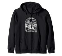 Shibuya Crossing Tokio Japón Retro Hanko Kanji Souvenir Sudadera con Capucha