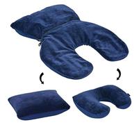 Shidongbla Almohada de viaje reversible 2 en 1, Almohada de Cervicales en forma de U, para Avión, Viaje, Oficina, Almohada Ligera para el Cuello, Accesorios para Viaje, Color Aleatorio
