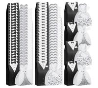 SHIDOW 100 cajas de dulces de boda, cajas de recuerdos de boda, caja de regalo de esmoquin, caja de regalo de chocolate y caramelo, bolsas creativas de regalo de boda vintage con cinta para despedida