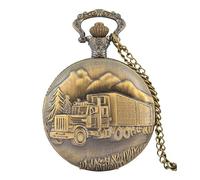 SHIDXIB 1 reloj de bolsillo vintage para hombre, diseño de camión grande, con puntero forestal, con cadena, para coche, camioneros, regalo, bronce, Vintage