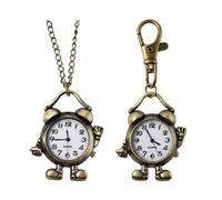 SHIDXIB Reloj de bolsillo con forma humana de bronce vintage, 2 piezas, llavero de cuarzo para enfermera, accesorio para bolsa, bronce