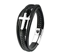 SHIEAGLELD Pulsera Cruzada Hombre, Pulsera de Cuero para Hombre, Cuero Trenzado para Hombre con Cierre Magnético de Acero Inoxidable, Joyero Exclusivo,San Valentín