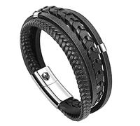 SHIEAGLELD Pulsera Cuero Hombre, Pulseras de Cuero Hombre Con Hebilla Magnética de Acero Inoxidable Exclusivo para la Idea de Regalos para Hombres