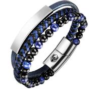 SHIEAGLELD Pulsera Cuero Hombre, Pulseras de Cuero Hombre Con Hebilla Magnética de Acero Inoxidable y Joyero de Pulsera Exclusivo para la Idea de Regalos para Hombres