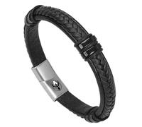 SHIEAGLELD - Pulsera para hombre de piel con cierre magnético de acero inoxidable, multi tejido de pulsera, accesorios de moda para hombre, 22CM, Acero inoxidable