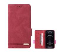 SHIEID Carcasa para OPPO Reno14 5G, Carcasa OPPO Reno14 5G Premium Cuero Cartera con Cierre Magnético, Tarjetero y Stand Función Flip-Rojo